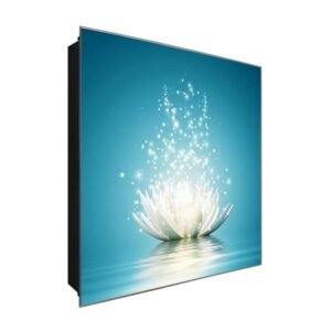  Schlüsselkasten 'Lotus Energie' 30x30 Glas, inkl. Haken Schlüsselbrett Schlüssel-Box Design Aufbewahrung