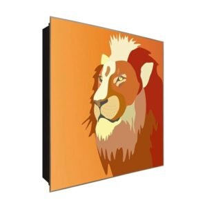  Schlüsselkasten 'Löwe Art' 30x30 Glas, inkl. Haken Schlüsselbrett Schlüssel-Box Design Aufbewahrung