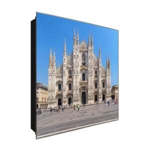  Schlüsselkasten 'Mailänder Dom ' 30x30 Glas, inkl. Haken Schlüsselbrett Schlüssel-Box Design Aufbewahrung