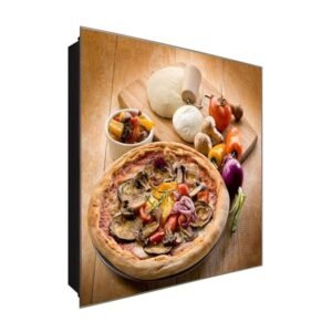  Schlüsselkasten 'Mama Pizza ' 30x30 Glas, inkl. Haken Schlüsselbrett Schlüssel-Box Design Aufbewahrung