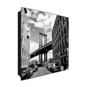  Schlüsselkasten 'Manhattan Poster' 30x30 Glas, inkl. Haken Schlüsselbrett Schlüssel-Box Design Aufbewahrung