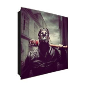  Schlüsselkasten 'Mann mit Maske' 30x30 Glas, inkl. Haken Schlüsselbrett Schlüssel-Box Design Aufbewahrung