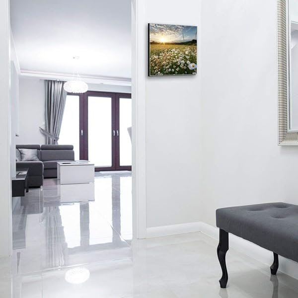 Schlüsselkasten 'Margeriten Wiese' 30x30 Glas, inkl. Haken Schlüsselbrett Schlüssel-Box Design Aufbewahrung – Bild 3