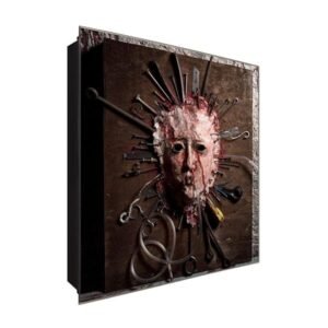  Schlüsselkasten 'Maske angenagelt ' 30x30 Glas, inkl. Haken Schlüsselbrett Schlüssel-Box Design Aufbewahrung