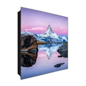  Schlüsselkasten 'Matterhorn Panorama' 30x30 Glas, inkl. Haken Schlüsselbrett Schlüssel-Box Design Aufbewahrung