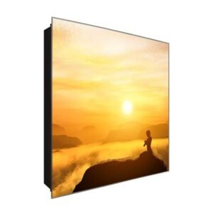  Schlüsselkasten 'Meditation in Licht' 30x30 Glas, inkl. Haken Schlüsselbrett Schlüssel-Box Design Aufbewahrung