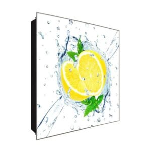  Schlüsselkasten 'Minze und Zitrone ' 30x30 Glas, inkl. Haken Schlüsselbrett Schlüssel-Box Design Aufbewahrung