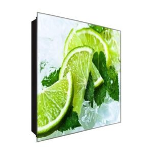  Schlüsselkasten 'Minze zwischen Lemon' 30x30 Glas, inkl. Haken Schlüsselbrett Schlüssel-Box Design Aufbewahrung