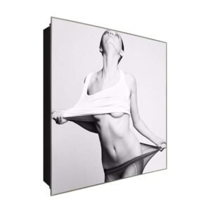  Schlüsselkasten 'Miss Sexy' 30x30 Glas, inkl. Haken Schlüsselbrett Schlüssel-Box Design Aufbewahrung