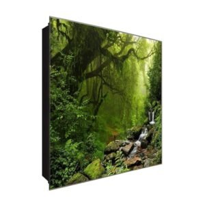  Schlüsselkasten 'Mitten im Wald' 30x30 Glas, inkl. Haken Schlüsselbrett Schlüssel-Box Design Aufbewahrung