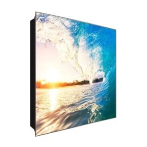  Schlüsselkasten 'Mitten im Wellengang' 30x30 Glas, inkl. Haken Schlüsselbrett Schlüssel-Box Design Aufbewahrung