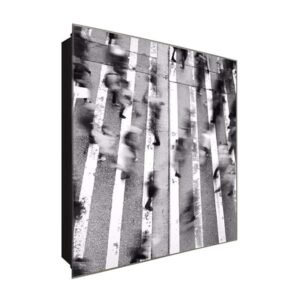  Schlüsselkasten 'Mnschen im Verkehr' 30x30 Glas, inkl. Haken Schlüsselbrett Schlüssel-Box Design Aufbewahrung