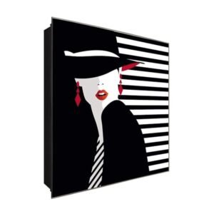  Schlüsselkasten 'Moderne Frau' 30x30 Glas, inkl. Haken Schlüsselbrett Schlüssel-Box Design Aufbewahrung