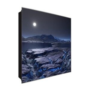  Schlüsselkasten 'Modschein am Meer' 30x30 Glas, inkl. Haken Schlüsselbrett Schlüssel-Box Design Aufbewahrung