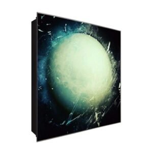  Schlüsselkasten 'Mond makellos' 30x30 Glas, inkl. Haken Schlüsselbrett Schlüssel-Box Design Aufbewahrung