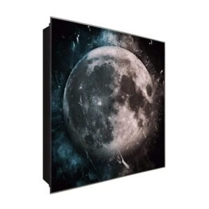  Schlüsselkasten 'Mond mit Flecken' 30x30 Glas, inkl. Haken Schlüsselbrett Schlüssel-Box Design Aufbewahrung