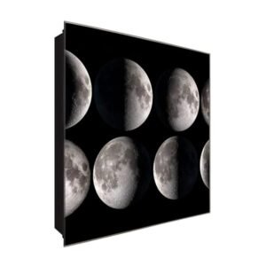  Schlüsselkasten 'Mondphasen im Blick' 30x30 Glas, inkl. Haken Schlüsselbrett Schlüssel-Box Design Aufbewahrung