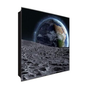  Schlüsselkasten 'Moon to Earth Look' 30x30 Glas, inkl. Haken Schlüsselbrett Schlüssel-Box Design Aufbewahrung