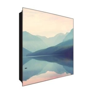  Schlüsselkasten 'Morgenröte am See' 30x30 Glas, inkl. Haken Schlüsselbrett Schlüssel-Box Design Aufbewahrung