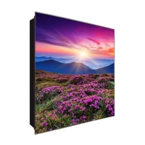  Schlüsselkasten 'Mountain Panorama' 30x30 Glas, inkl. Haken Schlüsselbrett Schlüssel-Box Design Aufbewahrung