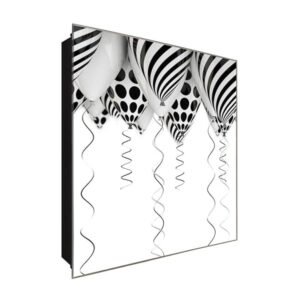  Schlüsselkasten 'Muster Ballone ' 30x30 Glas, inkl. Haken Schlüsselbrett Schlüssel-Box Design Aufbewahrung