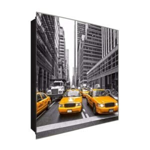  Schlüsselkasten 'NYC Taxi' 30x30 Glas, inkl. Haken Schlüsselbrett Schlüssel-Box Design Aufbewahrung
