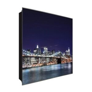  Schlüsselkasten 'Nachtbild' 30x30 Glas, inkl. Haken Schlüsselbrett Schlüssel-Box Design Aufbewahrung