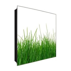  Schlüsselkasten 'Natur Wiese' 30x30 Glas, inkl. Haken Schlüsselbrett Schlüssel-Box Design Aufbewahrung