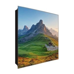  Schlüsselkasten 'Naturerlebnis Berg' 30x30 Glas, inkl. Haken Schlüsselbrett Schlüssel-Box Design Aufbewahrung