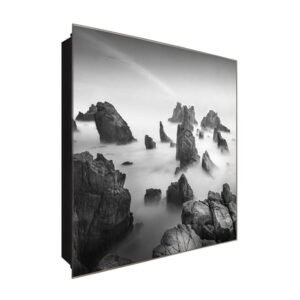  Schlüsselkasten 'Nebelfelsen ' 30x30 Glas, inkl. Haken Schlüsselbrett Schlüssel-Box Design Aufbewahrung