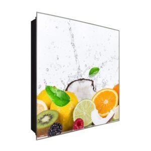  Schlüsselkasten 'Obstbrause' 30x30 Glas, inkl. Haken Schlüsselbrett Schlüssel-Box Design Aufbewahrung