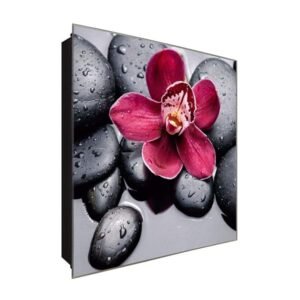  Schlüsselkasten 'Ochideenblüte' 30x30 Glas, inkl. Haken Schlüsselbrett Schlüssel-Box Design Aufbewahrung