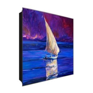  Schlüsselkasten 'Ölgemälde Schiff' 30x30 Glas, inkl. Haken Schlüsselbrett Schlüssel-Box Design Aufbewahrung