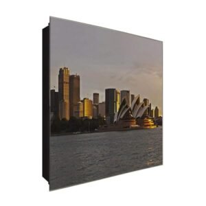  Schlüsselkasten 'Opera House Sydney' 30x30 Glas, inkl. Haken Schlüsselbrett Schlüssel-Box Design Aufbewahrung