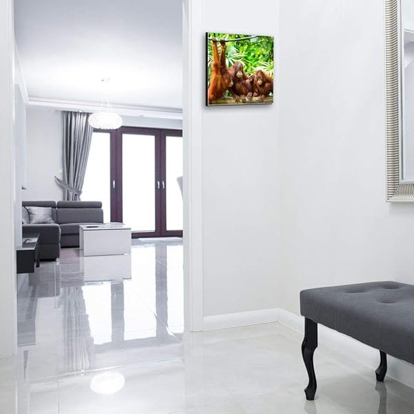 Schlüsselkasten 'Orang-Utans Kinder' 30x30 Glas, inkl. Haken Schlüsselbrett Schlüssel-Box Design Aufbewahrung – Bild 3