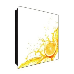  Schlüsselkasten 'Orange' 30x30 Glas, inkl. Haken Schlüsselbrett Schlüssel-Box Design Aufbewahrung