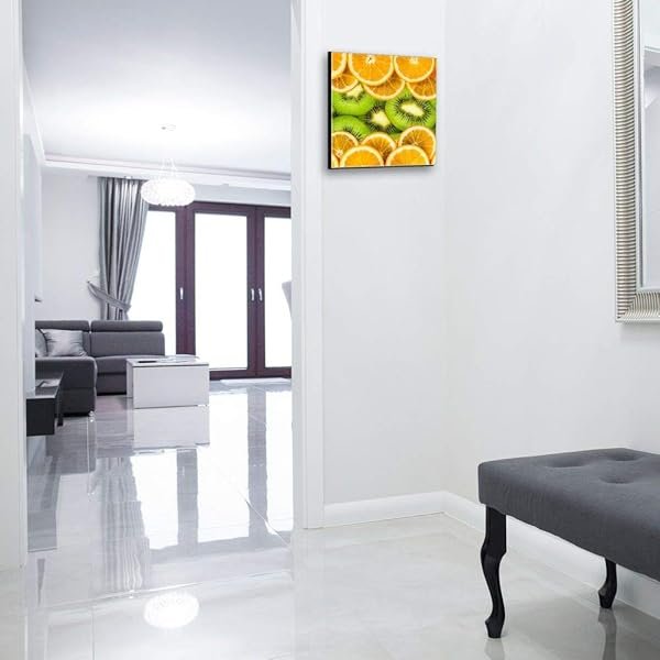 Schlüsselkasten 'Orangen und Kiwis' 30x30 Glas, inkl. Haken Schlüsselbrett Schlüssel-Box Design Aufbewahrung – Bild 3