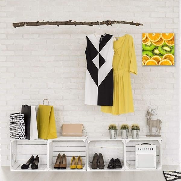 Schlüsselkasten 'Orangen und Kiwis' 30x30 Glas, inkl. Haken Schlüsselbrett Schlüssel-Box Design Aufbewahrung – Bild 4