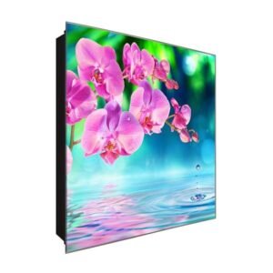  Schlüsselkasten 'Orchidee Paradies' 30x30 Glas, inkl. Haken Schlüsselbrett Schlüssel-Box Design Aufbewahrung