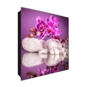  Schlüsselkasten 'Orchidee Spiegelung' 30x30 Glas, inkl. Haken Schlüsselbrett Schlüssel-Box Design Aufbewahrung