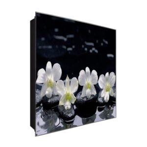  Schlüsselkasten 'Orchideentraum' 30x30 Glas, inkl. Haken Schlüsselbrett Schlüssel-Box Design Aufbewahrung