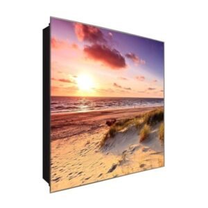  Schlüsselkasten 'Ostsee Dünen' 30x30 Glas, inkl. Haken Schlüsselbrett Schlüssel-Box Design Aufbewahrung