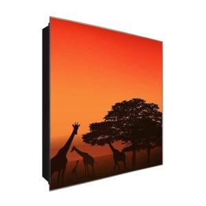  Schlüsselkasten 'Outback by Night' 30x30 Glas, inkl. Haken Schlüsselbrett Schlüssel-Box Design Aufbewahrung