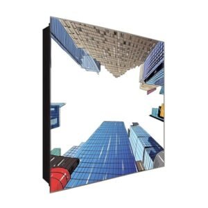  Schlüsselkasten 'Perspektive Bauwerk' 30x30 Glas, inkl. Haken Schlüsselbrett Schlüssel-Box Design Aufbewahrung