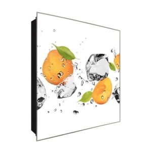  Schlüsselkasten 'Pfirsich' 30x30 Glas, inkl. Haken Schlüsselbrett Schlüssel-Box Design Aufbewahrung