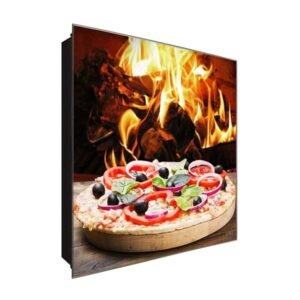  Schlüsselkasten 'Pizza Olive ' 30x30 Glas, inkl. Haken Schlüsselbrett Schlüssel-Box Design Aufbewahrung