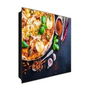  Schlüsselkasten 'Pizza Pronto' 30x30 Glas, inkl. Haken Schlüsselbrett Schlüssel-Box Design Aufbewahrung