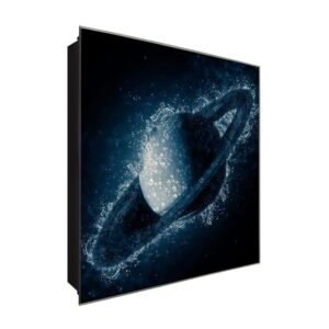  Schlüsselkasten 'Planet mit Tropfen' 30x30 Glas, inkl. Haken Schlüsselbrett Schlüssel-Box Design Aufbewahrung