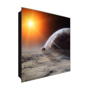  Schlüsselkasten 'Planeten der Sonne' 30x30 Glas, inkl. Haken Schlüsselbrett Schlüssel-Box Design Aufbewahrung