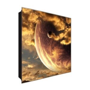  Schlüsselkasten 'Planeten im All' 30x30 Glas, inkl. Haken Schlüsselbrett Schlüssel-Box Design Aufbewahrung